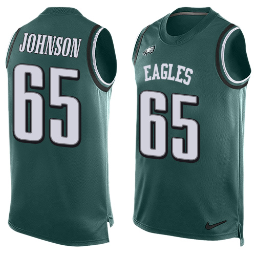 Men's Limited Lane Johnson Nike Jersey Midnight Green - #65 Player Name & Number Tank Top NFL Philadelphia Eagles